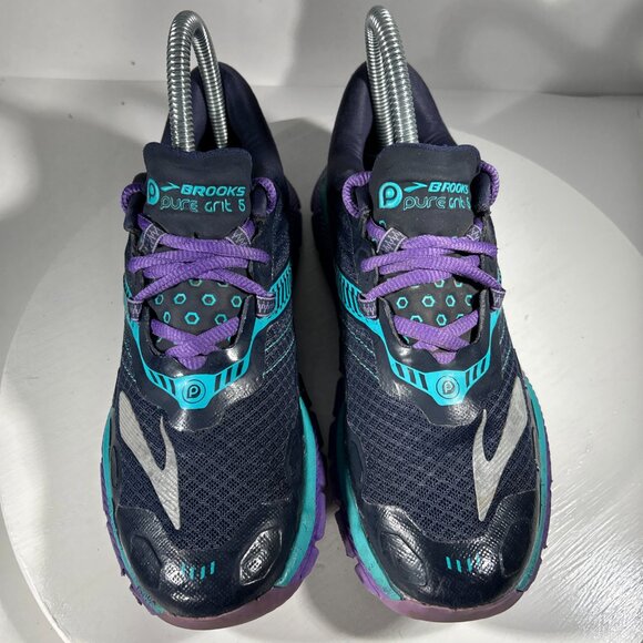 Brooks Pure Grit 5 Womens Size 6 Trail Running Shoes Hiking Sneakers Blue Purple - Picture 2 of 12